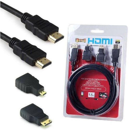 HDMI kabl 1.5m sa mikro mini hdmi adapterima slika 1