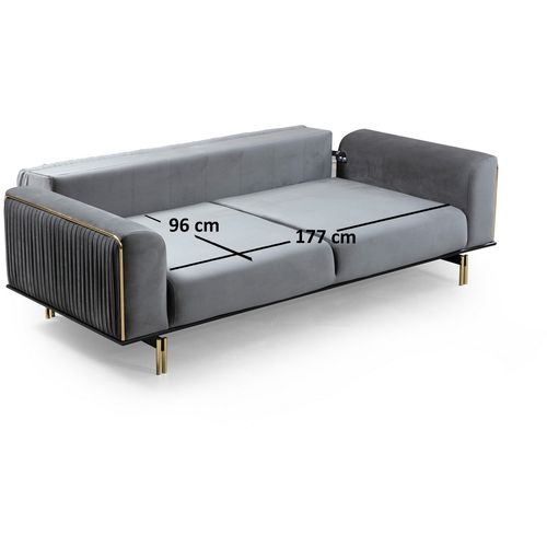 Atelier Del Sofa London - Grey Grey 3-Seat Sofa-Bed slika 7