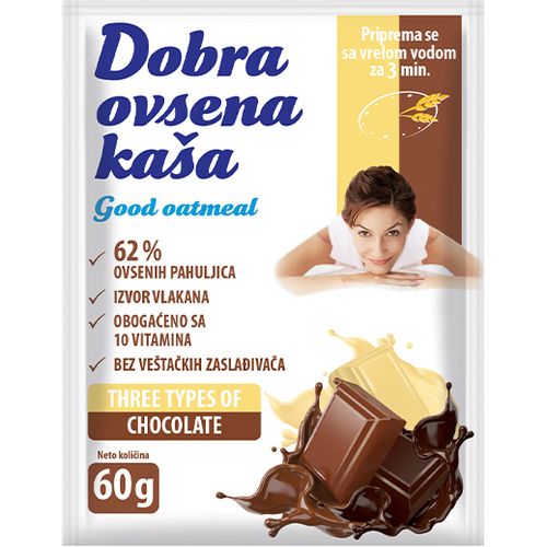 DOBRA OVSENA KAŠA sa 3 vrste čokolade 60g  slika 1