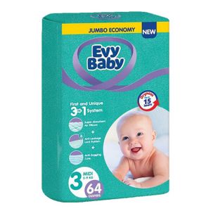 Evy Baby Pelene Jumbo 3 Midi 5-9kg, 64kom 3u1