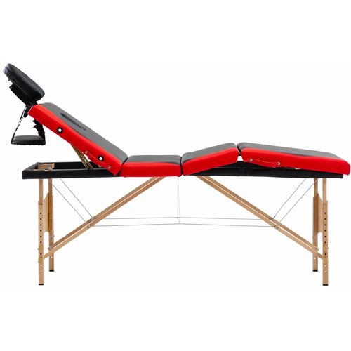 Sklopivi masažni stol s 4 zone drveni crno-crveni slika 18