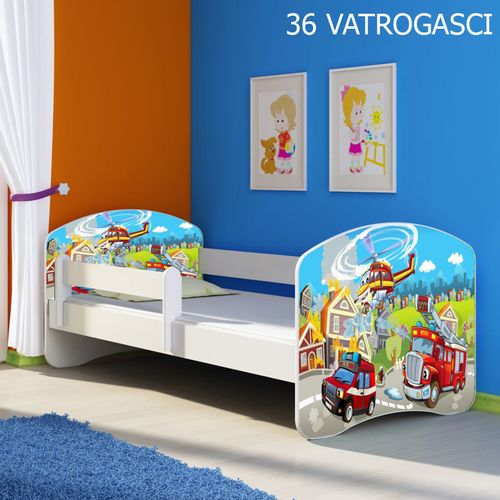 Dječji krevet ACMA s motivom, bočna bijela 160x80 cm 36-vatrogasci slika 1