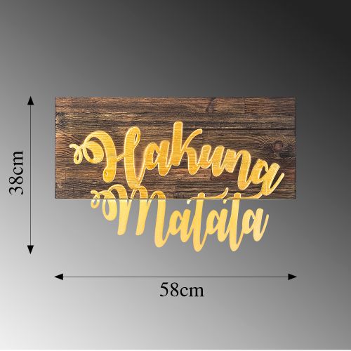 Wallity Drvena zidna dekoracija, Hakuna Matata Metal Decor - Gold slika 6