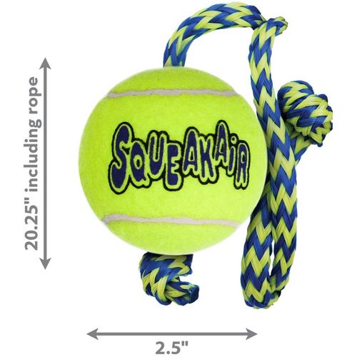 KONG Igračka za psa, SqueakAir Ball w/rope, Medium, zvučna, 53x7x7cm slika 4