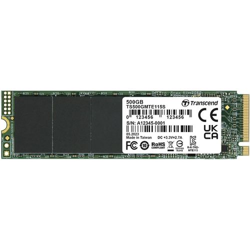 Transcend TS500GMTE115S M.2 NVMe 500GB, 2280, PCIe Gen 3x4, TLC, DRAM-less, Single-sided slika 1