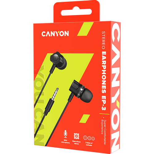 CANYON Stereo earphones with microphone, 1.2M, dark gray slika 3