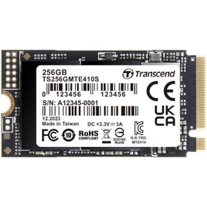 Transcend TS256GMTE410S 256GB, M.2 2242, PCIe Gen4x4, NVMe, 3D TLC, DRAM-less, Read up to 3300 MB/s, Write up to 1600 MB/s, Single-sided