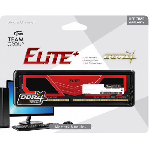 TeamGroup DDR4 * TEAM ELITE PLUS RED UD-D4 16GB 3200MHz 1,2V 22-22-22-52  TPRD416G3200HC2201 (4178) slika 3