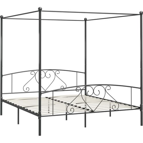 Okvir za krevet s nadstrešnicom sivi metalni 180 x 200 cm slika 13