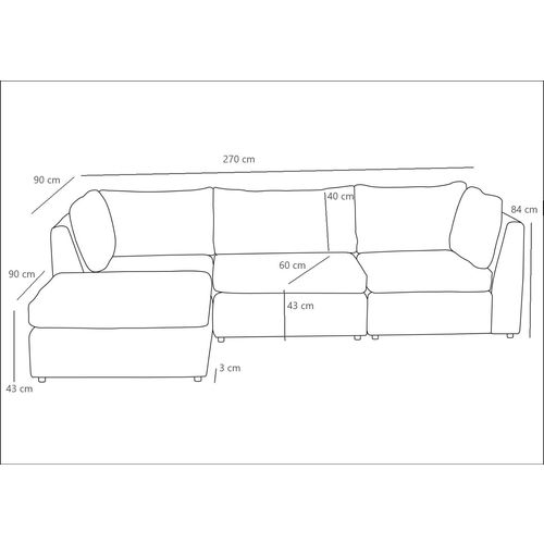 Atelier Del Sofa Kutna garnitura, Mottona Corner Sofa v2 - Cream slika 9