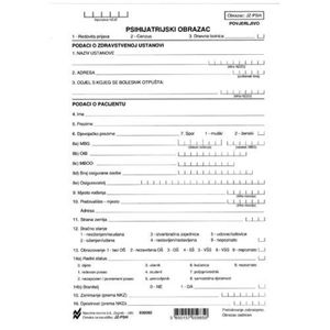 JZ-PSH PSIHIJATRIJSKI OBRAZAC (Obrazac JZ - PSH); List, 14,8 x 21 cm