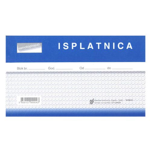 I-2/NCR ISPLATNICA; Blok 100 listova, 16,5 x 10 cm slika 1