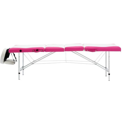 Sklopivi masažni stol s 4 zone aluminijski bijelo-ružičasti slika 26