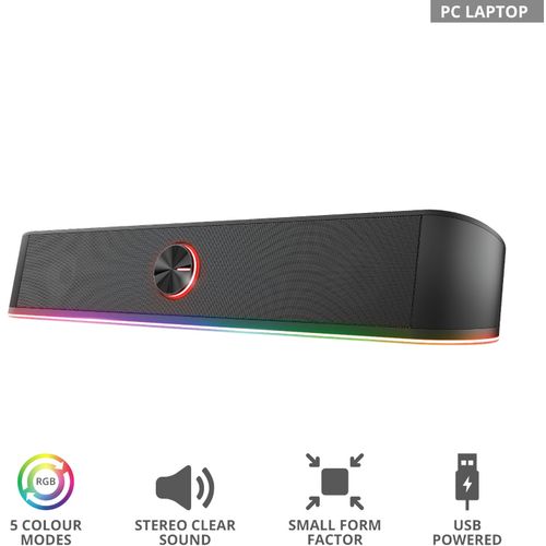 Trust GXT 619 RGB LED Soundbar Trust Thorne, Stereo soundbar Illuminated, space-saving design slika 3