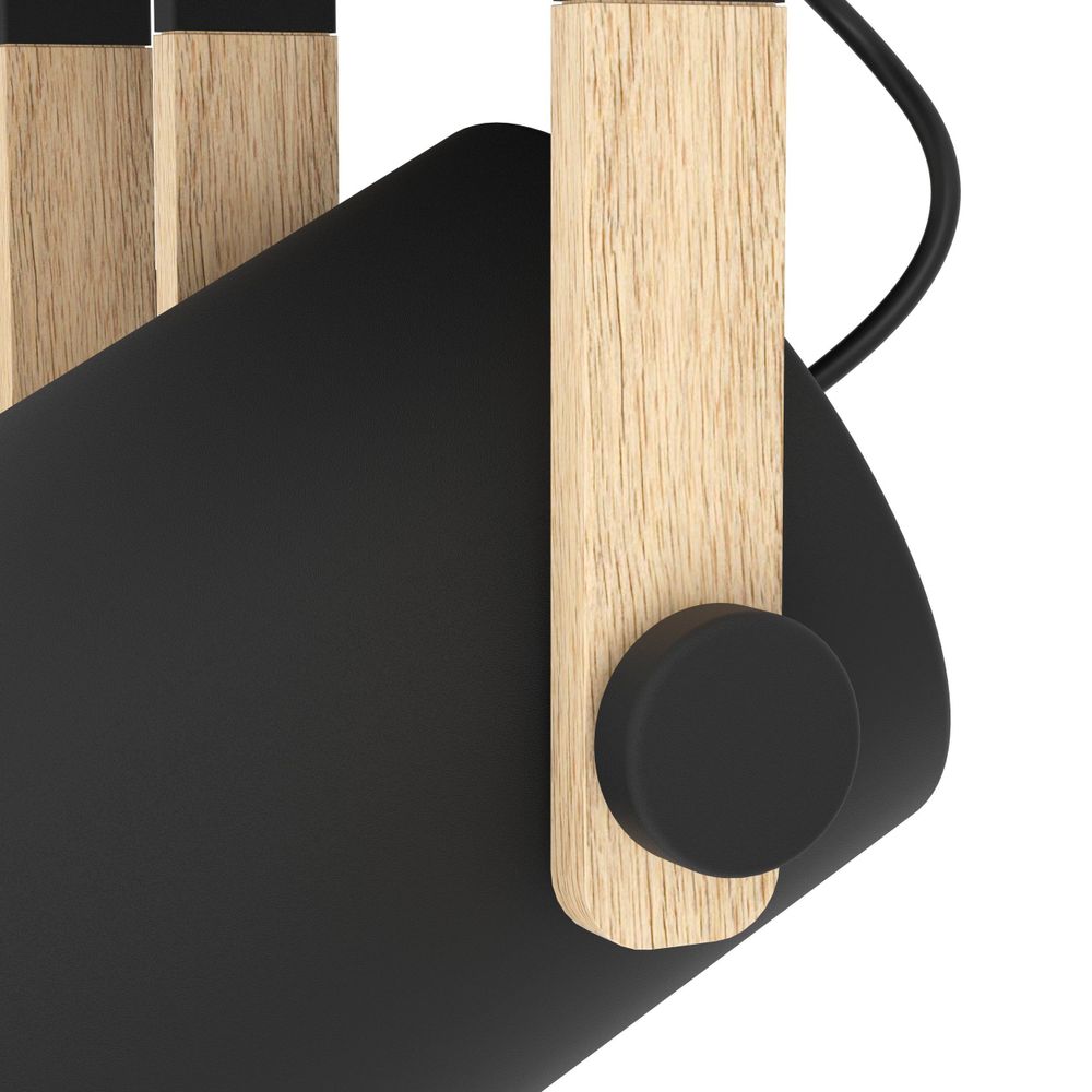 Eglo stropna lampa HORNWOOD, E27, crna/krem/drvo slika 5