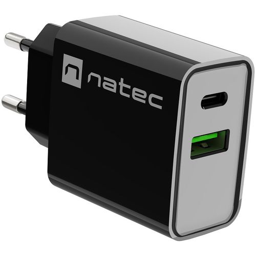 Natec NUC-2062 RIBERA USB Type-C/Type-A Charger, QC3.0 & PD3.0, 3A 20W, Black slika 1