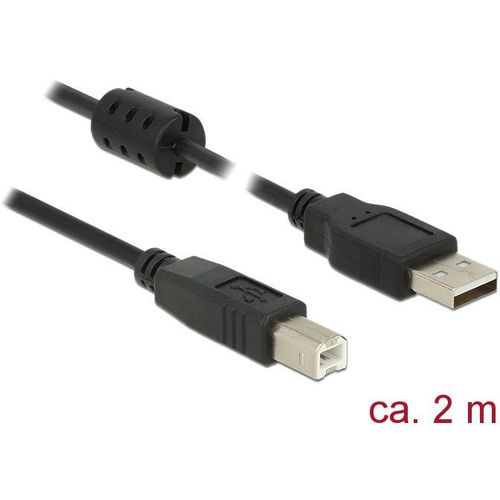 Delock USB kabel USB 2.0 USB-A utikač, USB-B utikač 2.00 m crna s feritnom jezgrom 84897 slika 2