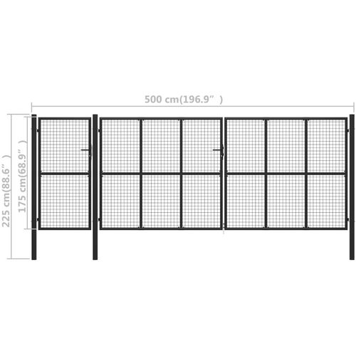 Vrtna vrata čelična 500 x 175 cm antracit slika 14