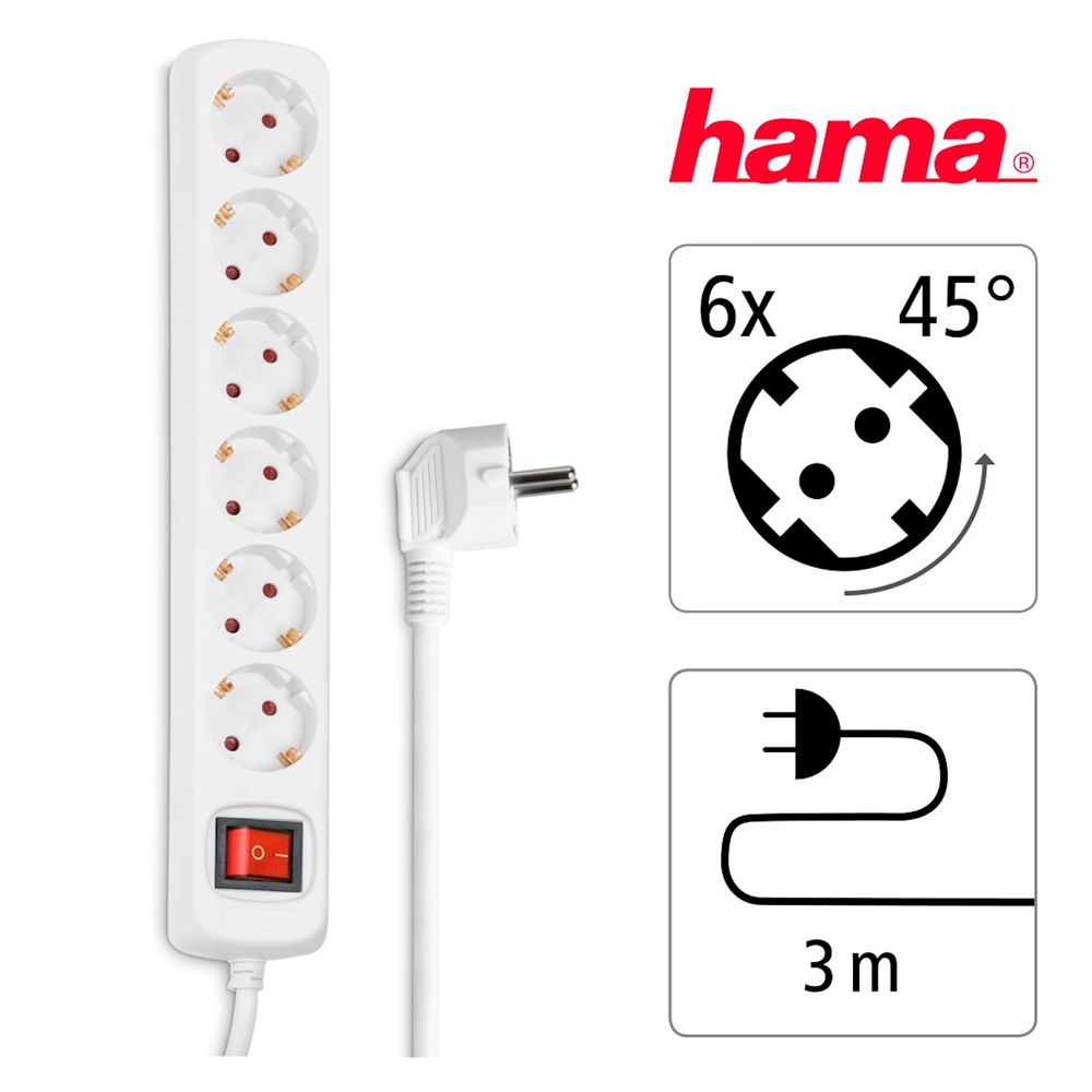 Produžni kabl HAMA 6 utičnica 3m slika 1