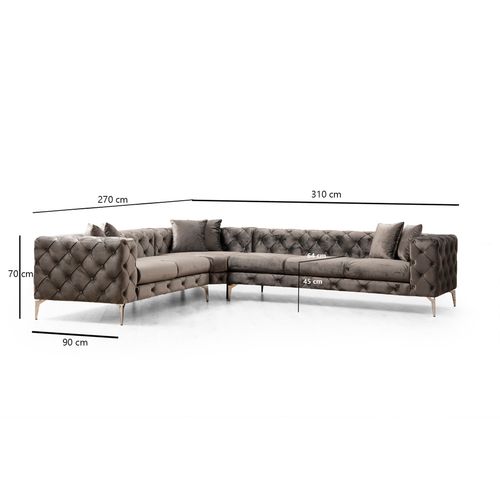 Atelier Del Sofa Kutna garnitura, Antracit, Como Right -Anthracite slika 6