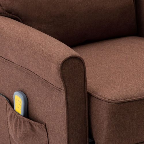 Električna masažna fotelja od tkanine smeđa slika 6