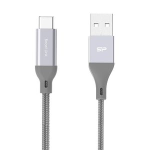 Silicon Power  SP1M0ASYLK30AC1G USB3.0 to USB-C Cable, Boost Link Nylon LK30AC, Supports QC3.0/QC2.0 up to 3A, Up to 5Gbit/s, Gray, 1m