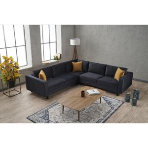 Kale Velvet - Ugao Sofa u Antracit Boji