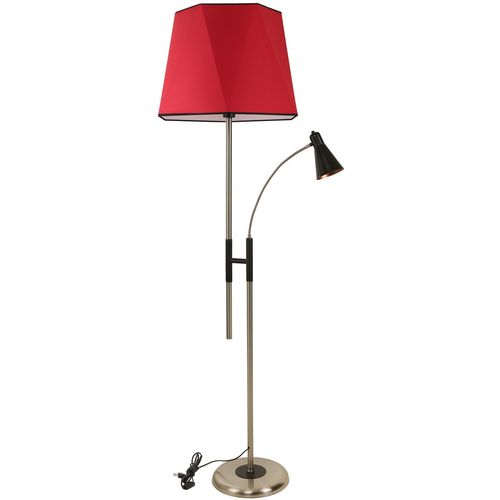 Forza Mat Krom Lambader Altıgen Kırmızı Abajurlu Red Floor Lamp slika 1