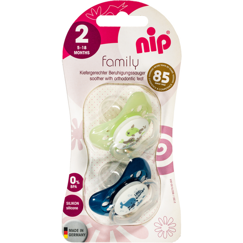 nip® Duda varalica Family 5-18mj (veličina 2) - Silikon, 2kom Zelena, Plava slika 3