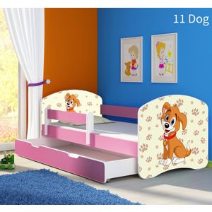 Dječji krevet ACMA s motivom, bočna roza + ladica 180x80 cm - 11 Dog