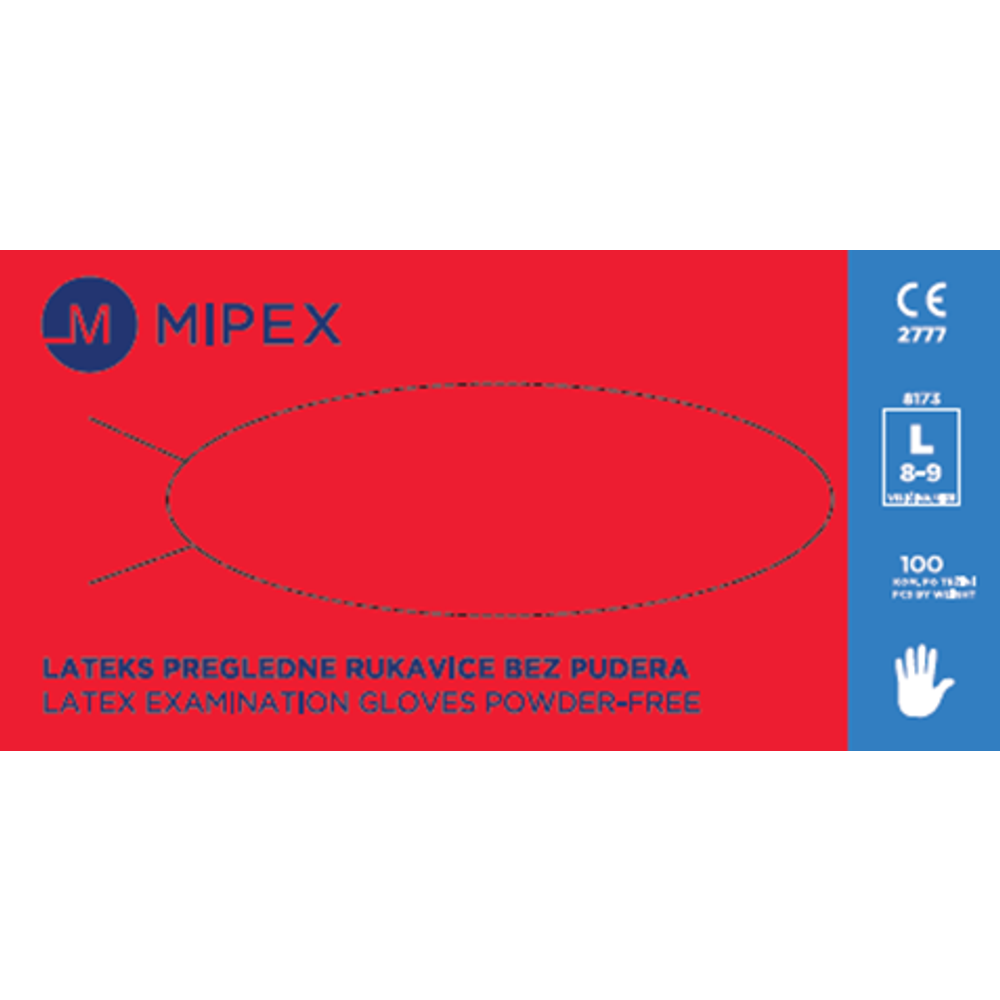 Mipex lateks rukavice bez pudera Large 100kom slika 1