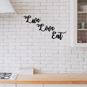 Live Love Eat Black Decorative Wooden Wall Accessory