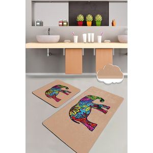 Set Kupatilskih Prostirki Olifant - Beige Multicolor (2 Komada)