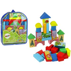 Montessori drveni oblici za građenje dvorca sa životinjama u ruksaku