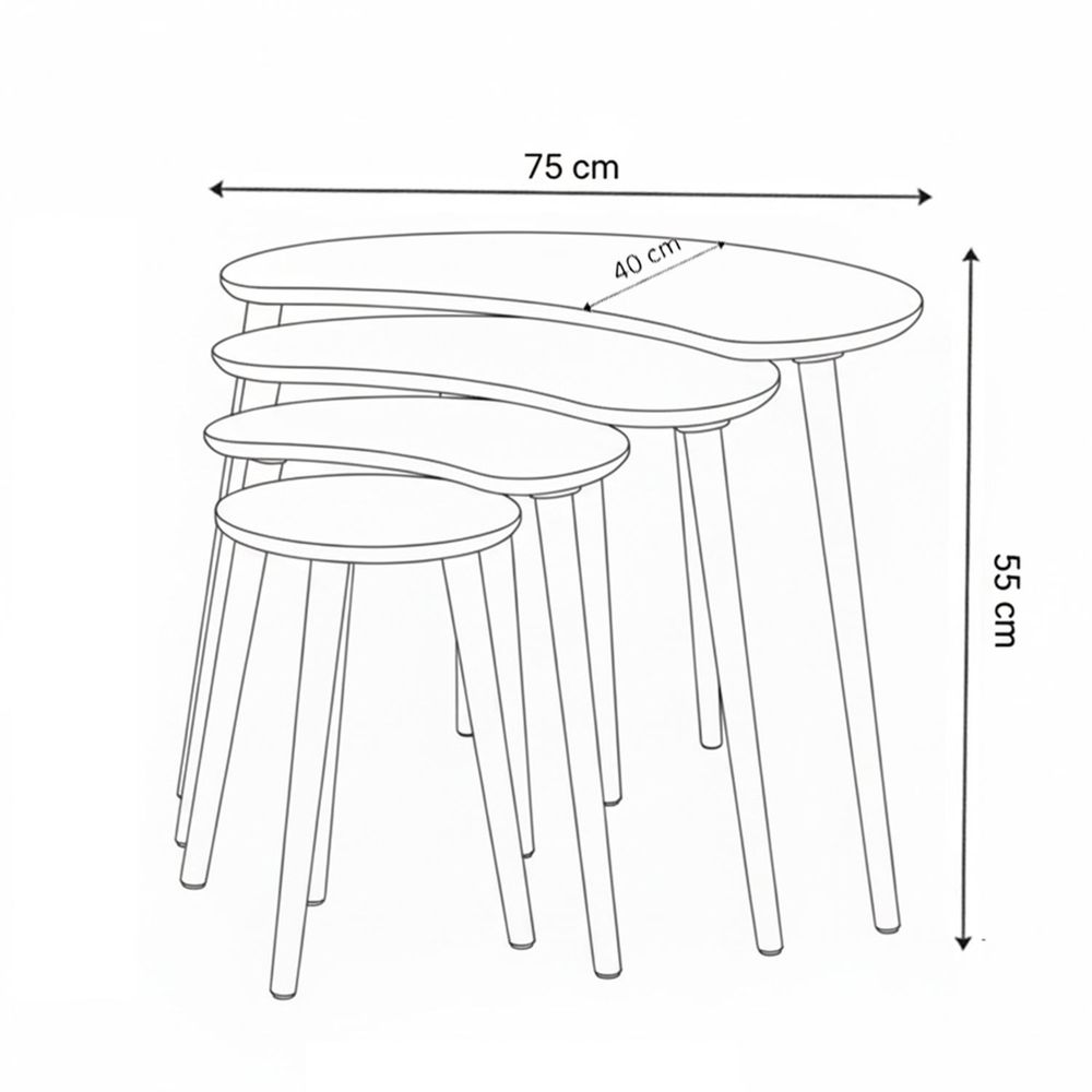Nesting Table Moon - Set od 4 komada u bijeloj boji slika 8