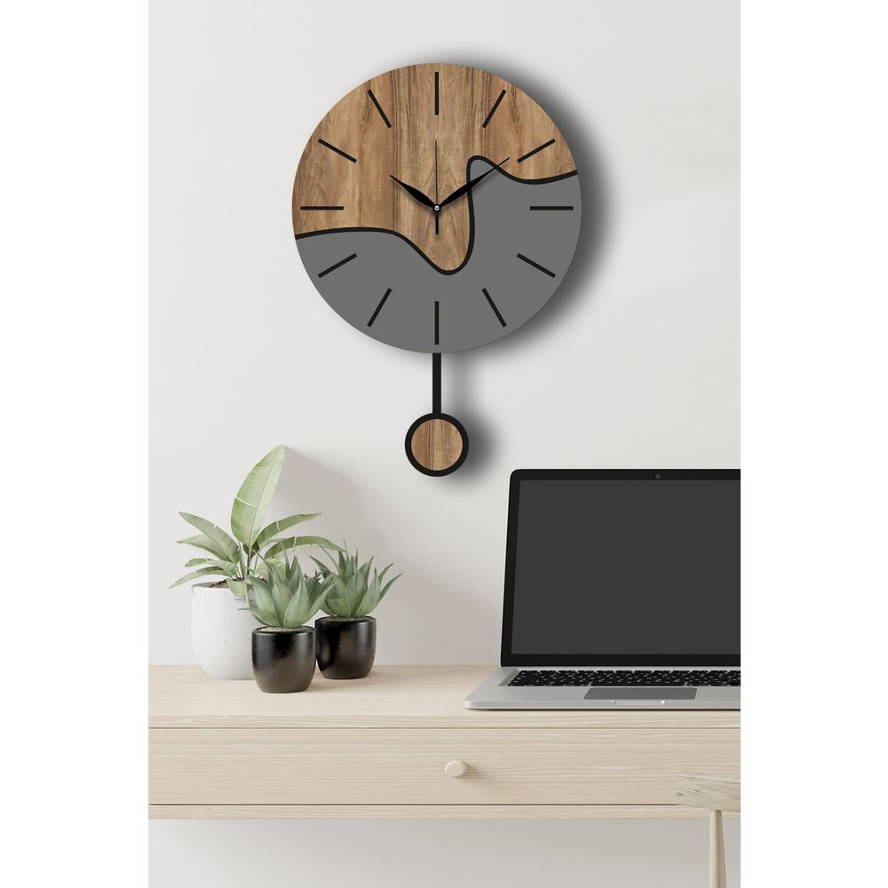 Decorative wall clock Vlnt109, colours: walnut, grey slika 4