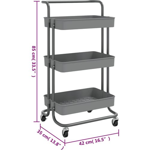 Kuhinjska kolica s 3 razine siva 42x25x83,5 cm željezo i ABS slika 14