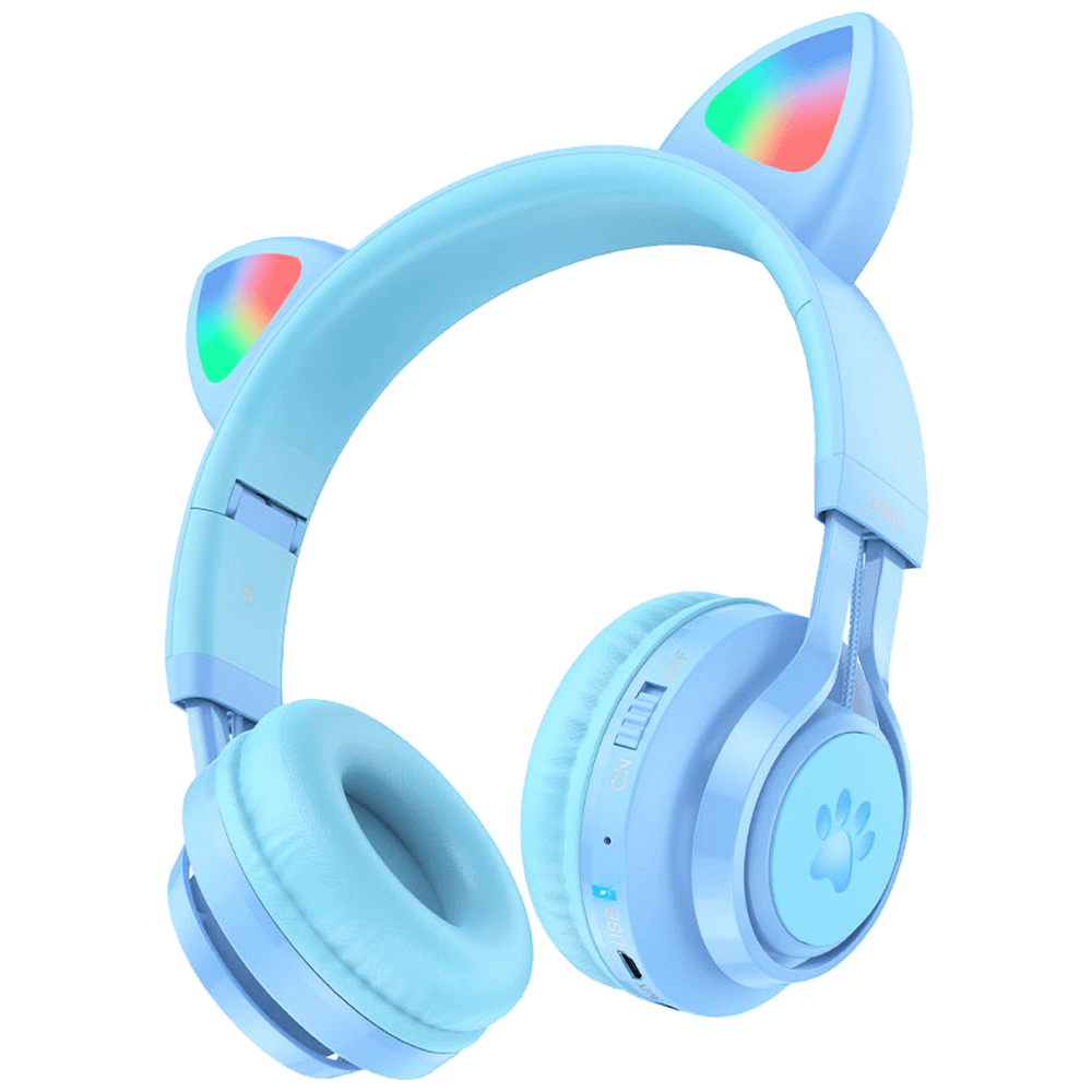 hoco. Slušalice bežične sa mikrofonom, Bluetooth, mačje uši, plava - W39 Cat ear, Blue slika 3
