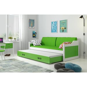 Drveni dečiji krevet Dawid sa dodatnim krevetom - 190x80 cm - zeleni