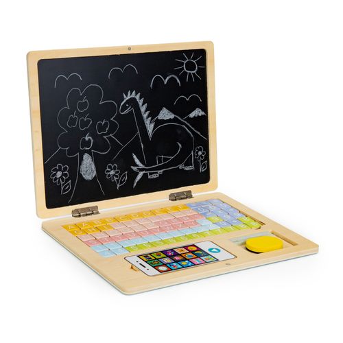 EcoToys edukativni laptop za crtanje 2u1 sa 78 magneta rozi slika 3