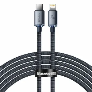 BASEUS kabel Type C za Apple Lightning 8-pinski PD20W Power Delivery Crystal Shine 2m crni