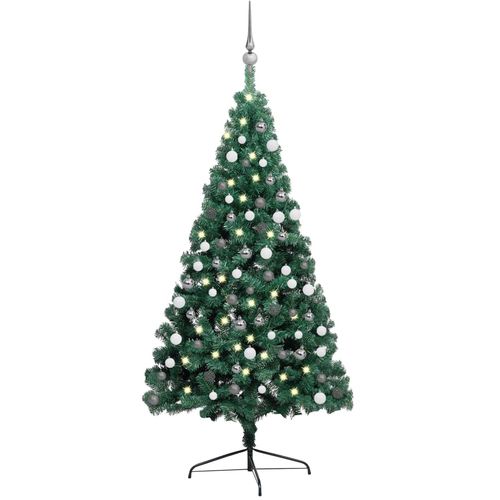 Umjetna polovica božićnog drvca LED s kuglicama zelena 210 cm slika 10