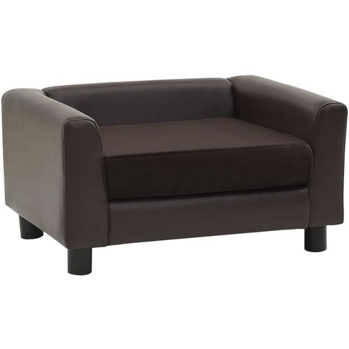 Sofa za pse smeđa 60 x 43 x 30 cm od pliša i umjetne kože slika 2