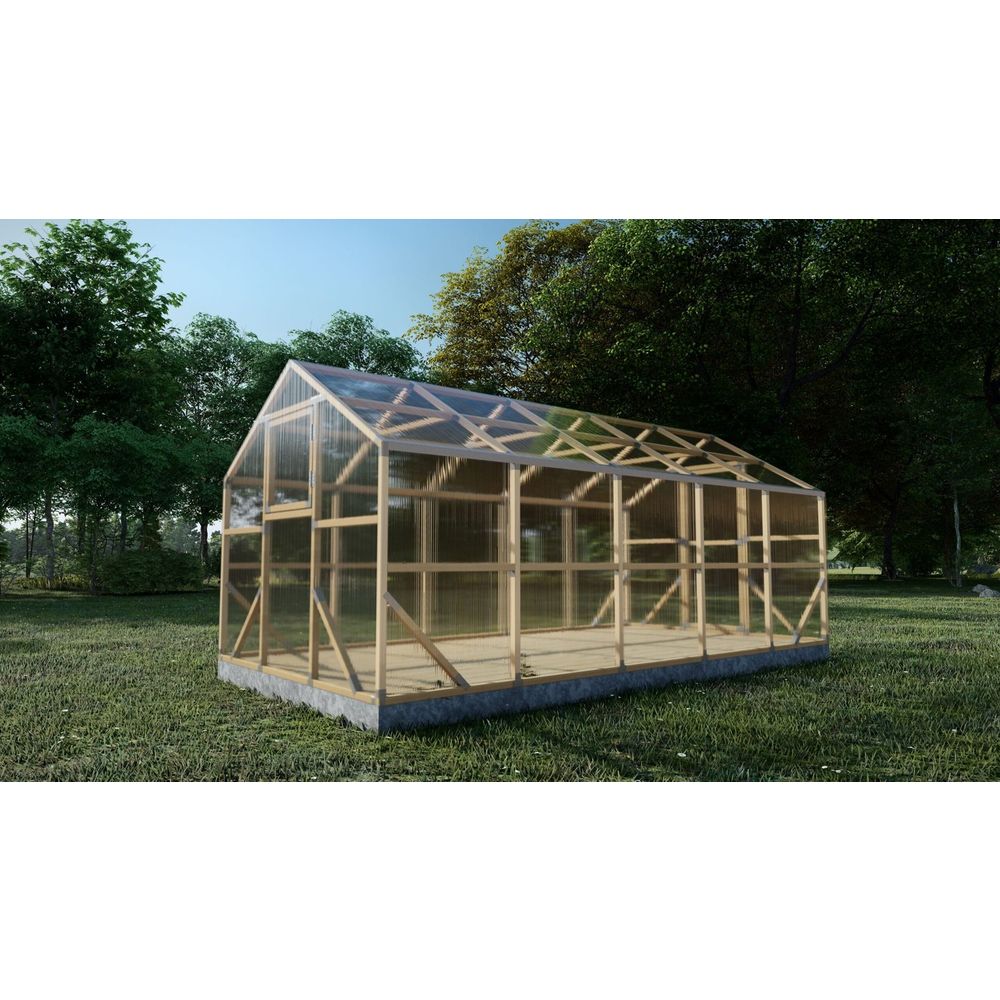 Drveni plastenik CASA XL 2.6m x 5m, polykarbonat 4mm slika 4
