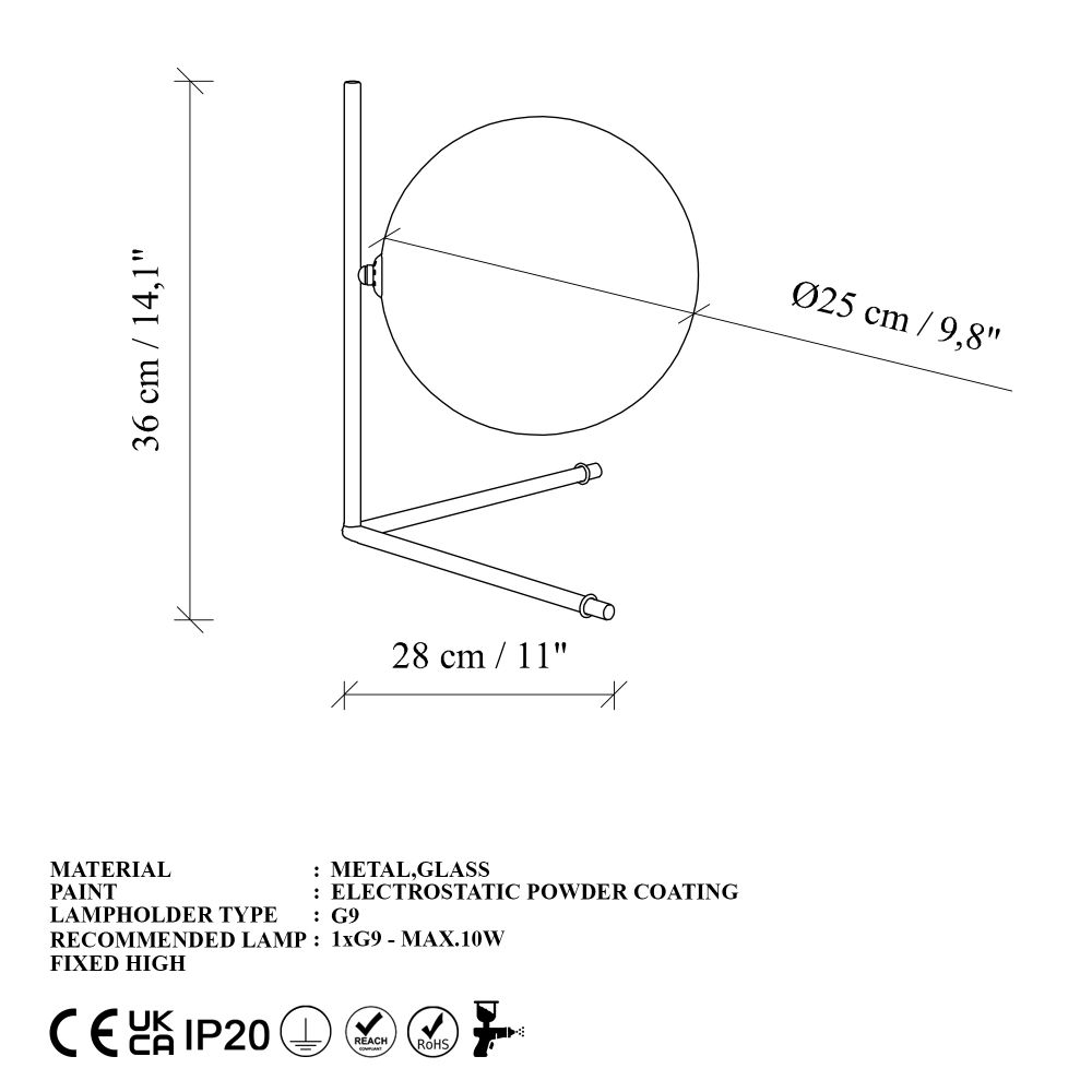 Luminar - Crna Stolna Lampa 14170 slika 9