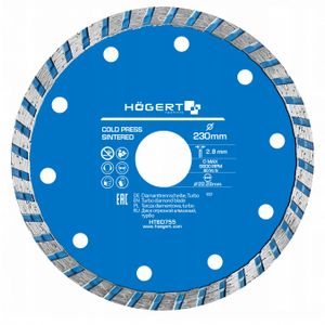 Högert  Rezna dijamantna ploča za keramiku, glazuru, beton, asfalt, ciglu, promjer 230mm, debljina 2.8mm, turbo disk