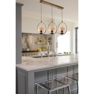 Ring 3 Lü Sıralı Bal Camlı Eskitme Sarkıt Copper Chandelier