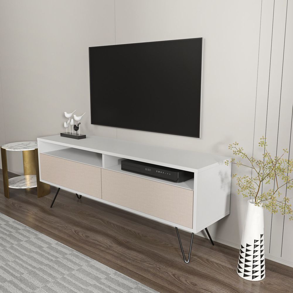 TV Stalak Flay - Bijeli i Bež slika 2