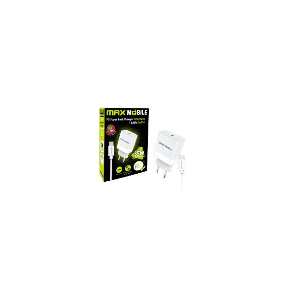 MAXMOBILE KUĆNI PUNJAČ PD SUPER FAST CHARGE 2U1 TYPE C+KABEL, TR349006 35W slika 2