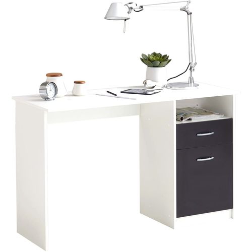 FMD radni stol s 1 ladicom 123 x 50 x 76,5 cm bijelo-crni slika 1